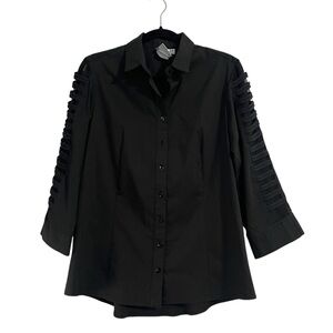 Finley 3/4 Sleeve Black Button Down Blouse Size M